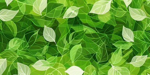 Vibrant green leaves pattern on an abstract background, symbolizing growth and eco-consciousness.