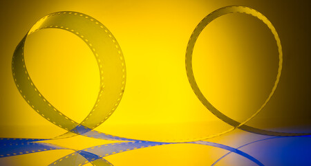 multicolored cinematic background with film strip - 743296429