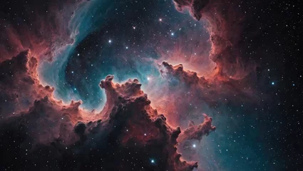 Foto op Canvas Interstellar nebulae forms of cosmic dust clouds, star birth regions deep space galaxy formations, Generative AI © Rick