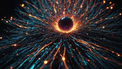 Quantum flux subatomic particle high-energy physics phenomena abstract, quantum wave functions dynamic, Generative AI