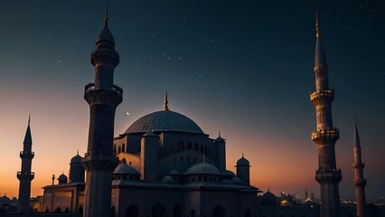 the mosque at night - obrazy, fototapety, plakaty