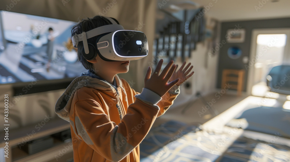 Poster a person with autism using vr technology to practice empathy and perspectivetaking by embodying diff