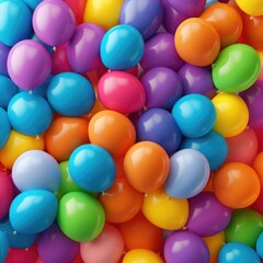 Fototapeta na wymiar Group of colorful balloons floating upwards