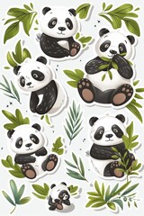 Naklejka premium Panda Sticker Collection