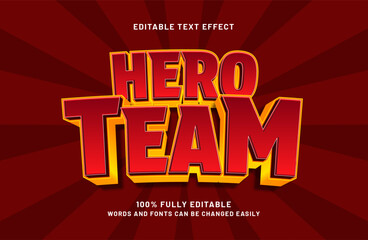 hero team 3d editable text effect template