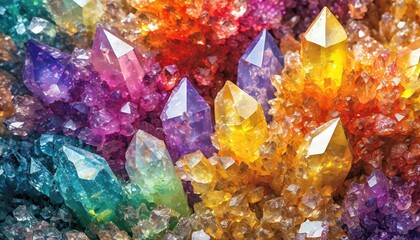 Multi-colored translucent crystals for use as a background