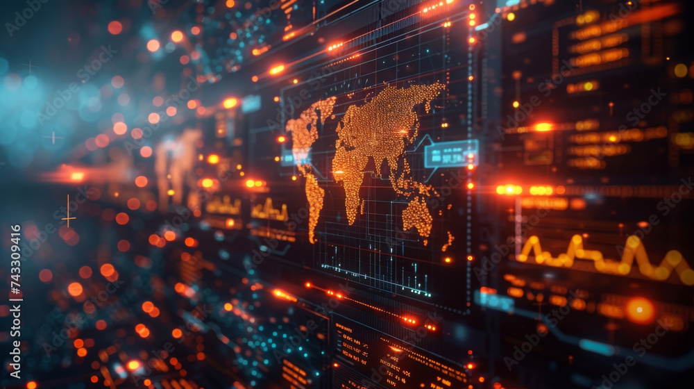 Poster a visually striking depiction of the global impact of technology on personal finance. digital wallet