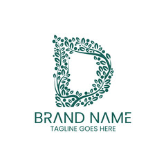 ornamental logo of botanical letter d