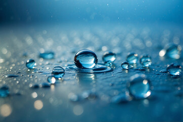 Abstract Patterns of Raindrops Creating a Symphony of Blue