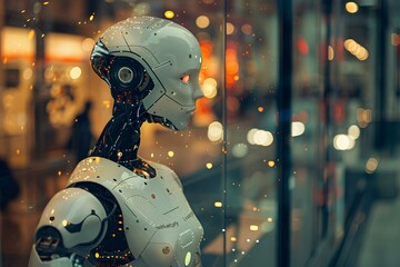 Fototapeta premium Symbolising artificial intelligence robot as background. generative AI