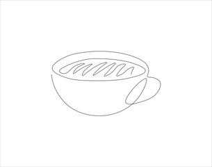Continuous Line Drawing Of Cup Of Coffee. One Line Of Coffee. A Cup Of Coffee Continuous Line Art. Editable Outline.