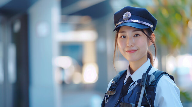 笑顔が素敵な女性警備員