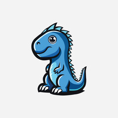 Obraz premium Cute blue dinosaur, logo design vector
