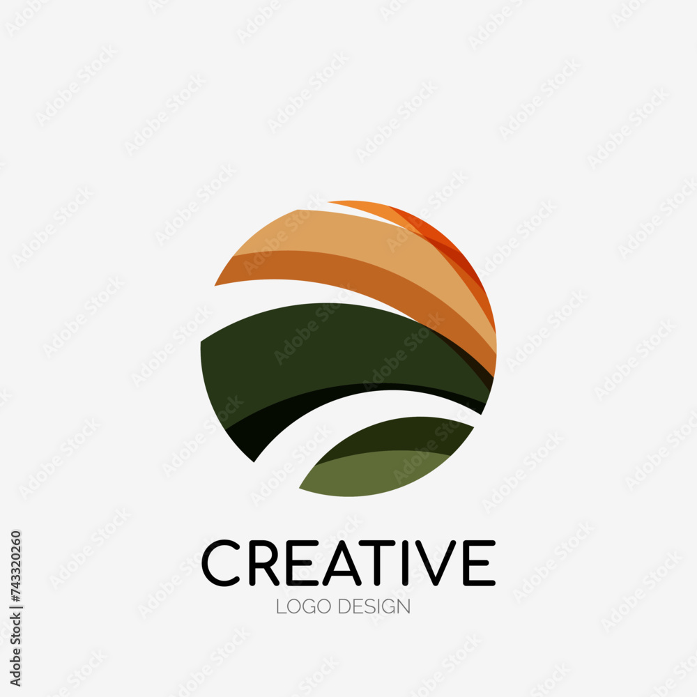 Poster Modern abstract logo design. Geometric vector art. Clean overlapping lines and abstract shapes. Perfect for modern brand