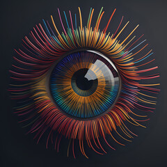 Human multicolored iris of the eye concept. 