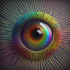 Human multicolored iris of the eye concept. 