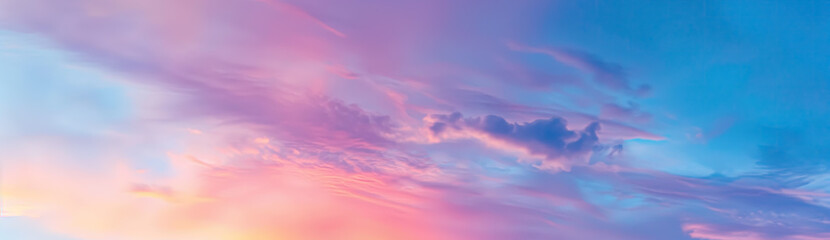 pastel colored sunset sky with cloud layers - 743322828
