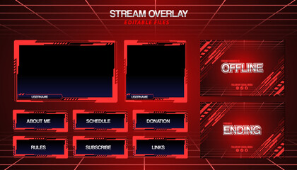 vector red gaming overlay for streaming