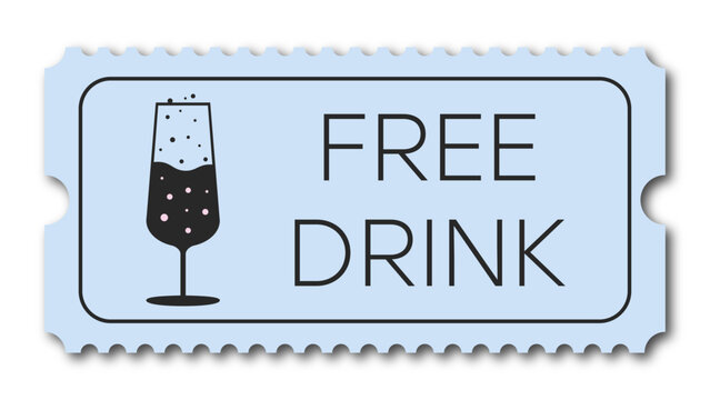vintage/retro blue ticket free drink