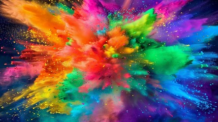 Colorful powder explosion on black background. Colored cloud. Paint Holi.