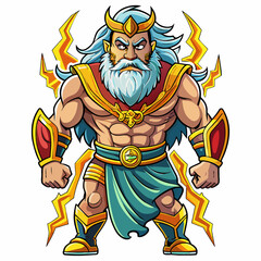 Zeus ,Sticker Style, Full body, white background