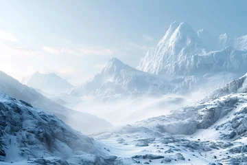 Crédence de cuisine en verre imprimé Everest Mountain photo in cold weather with snow covered hills