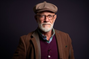 Portrait of an old man with a gray beard. Studio shot.