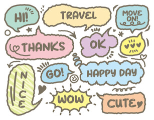 Dialogue speech bubbles. Chat balloons, small talk frames, conversation clouds with greeting phrases. Dialogue chat bubbles vector symbols. Thinking clouds or frames with messages for discussion