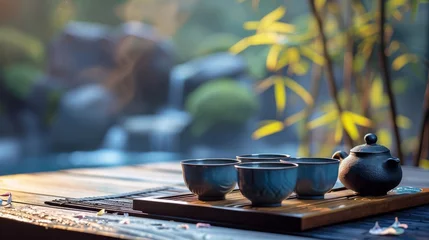 Keuken spatwand met foto tea in the garden © basketman23