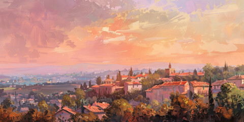 Obraz premium view of a town in the countryside, generative AI