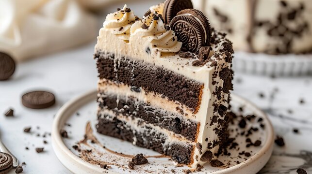 Cookies and Cream Oreo Explosion Cake Slice , Birthday Cake, Sweet item, Anniversarry Cake, Food Photography