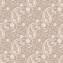 Seamless vector silky paisley pattern design