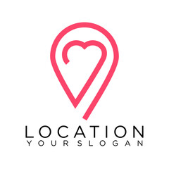 pin love location logo with heart and map