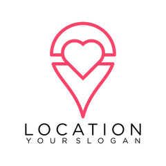 pin love location logo with heart and map
