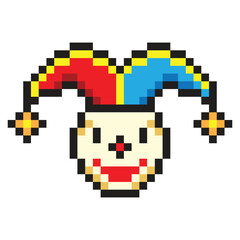 Fototapeta premium Fool jester in pixel art style