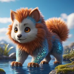 Obraz premium photorealistic of fluffy creature in the forest