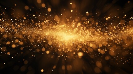 gold particles abstract background with golden shining focun on center background - obrazy, fototapety, plakaty