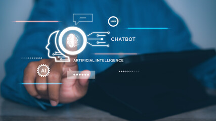 AI chatbot communication business people. AI technology digital customer service