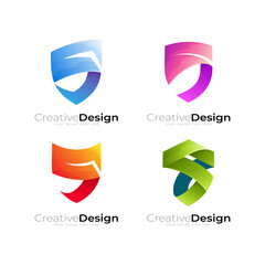 Group Shield logo with letter S design vector, colorful style