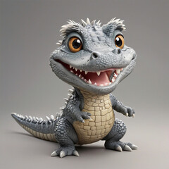 a small, smiling 3D alligator