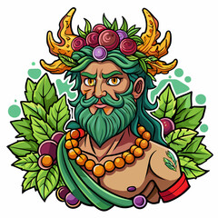 Dionysus ,Sticker Style, Full body, white background