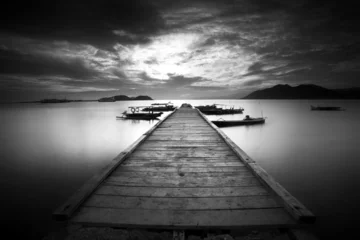 Poster wooden pier on the lake © Didik