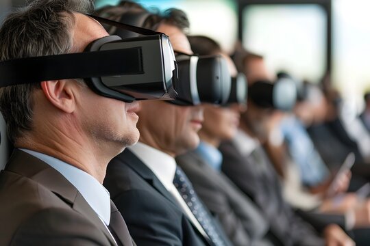 Business Team Collaborating with Virtual Reality Glasses