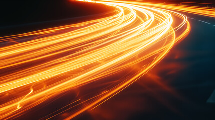 Abstract light from long exposure photos of light trails on the road at night.