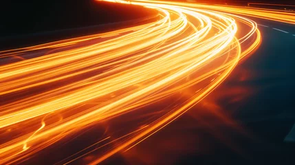 Poster Abstract light from long exposure photos of light trails on the road at night. © Bnz