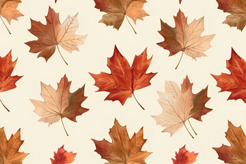 Autumn maple leaf seamless pattern vector illustration.