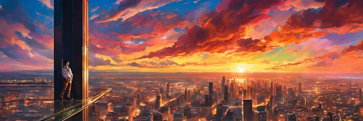 Poster sunset over the city © JaroslawBokotei 