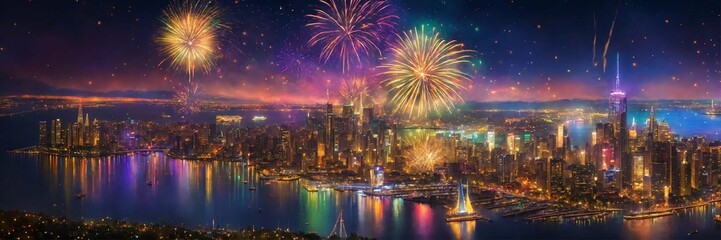 Fototapeta premium fireworks in the city