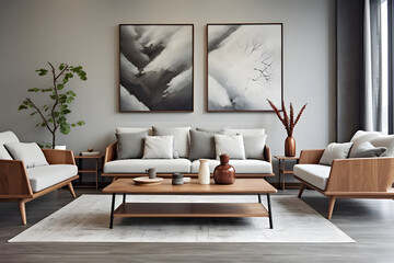Plush Comfort Meets Contemporary Design in Serene Living Room Space