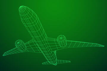 Airplane. Abstract airliner. Wireframe vector illustration